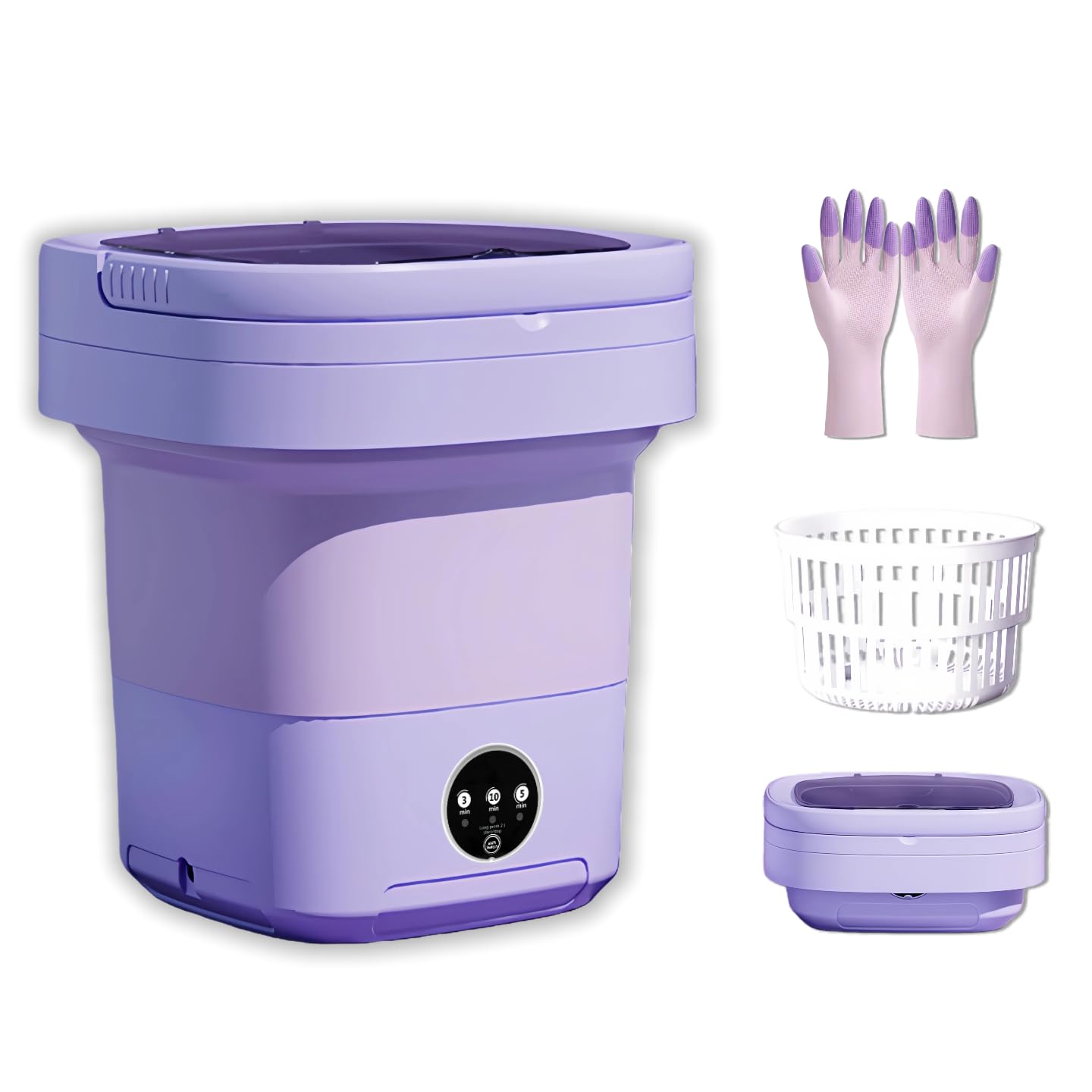 Portable Washing Machine,Mini Washer,16L Upgrade Mini Laundry Machine with Spin Basket,Deep Clean Baby Clothes,Underwear,Socks,Small Pet clothes; Ideal for RV, Dorm, Camping (Purple)