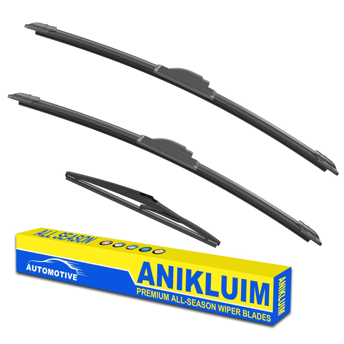 ANIKLUIM® 24"+19" Wiper Blades with 12" Rear Wiper Blade Set Replacement for 2009-2020 Dodge Journey Windshield Wipers Original Factory Quality (Pack of 3)