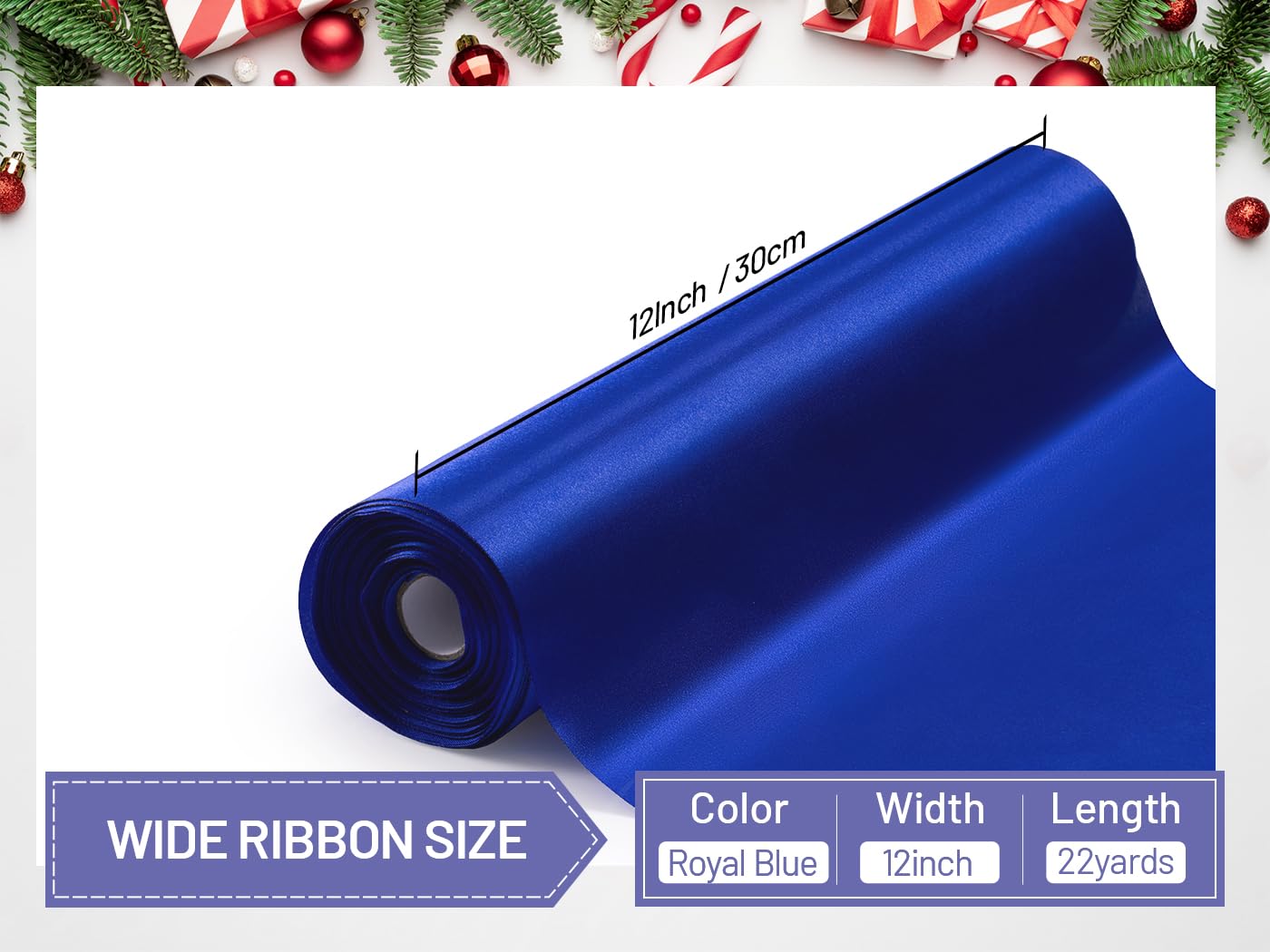 FAKILO Blue Large Satin 12 Inch x 22 yd Wide Giant Ribbon for Grand Opening Cuttings Ceremony Outdoor Business Christmas Wedding Decor