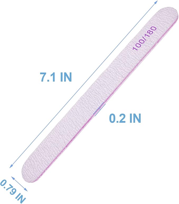 Nail File (100 Pcs), Bulk Emery Board Nail Files for Acrylic Nails and Natural Nails, 100/180 Grit Double Sided Emory Boards for Gel Nail Professional Reusable Washable Manicure Pedicure Kit Set Gray