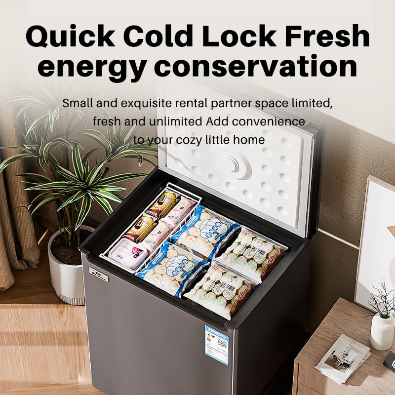 5.0 CU.FT Chest Freezer - Compact Deep Freezer with 7 Temperature Settings, Low Noise Operation, And Removable Basket, Ideal for Dorms, Apartments, And Home Kitchens.