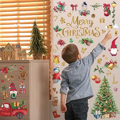Cholemy 4 Sheets Christmas Wall Decal Stickers Decorations - Removable Indoor Home Decor for Room, Nursery, School, Restaurant, Cafe, Door, Window, Party (Tree)