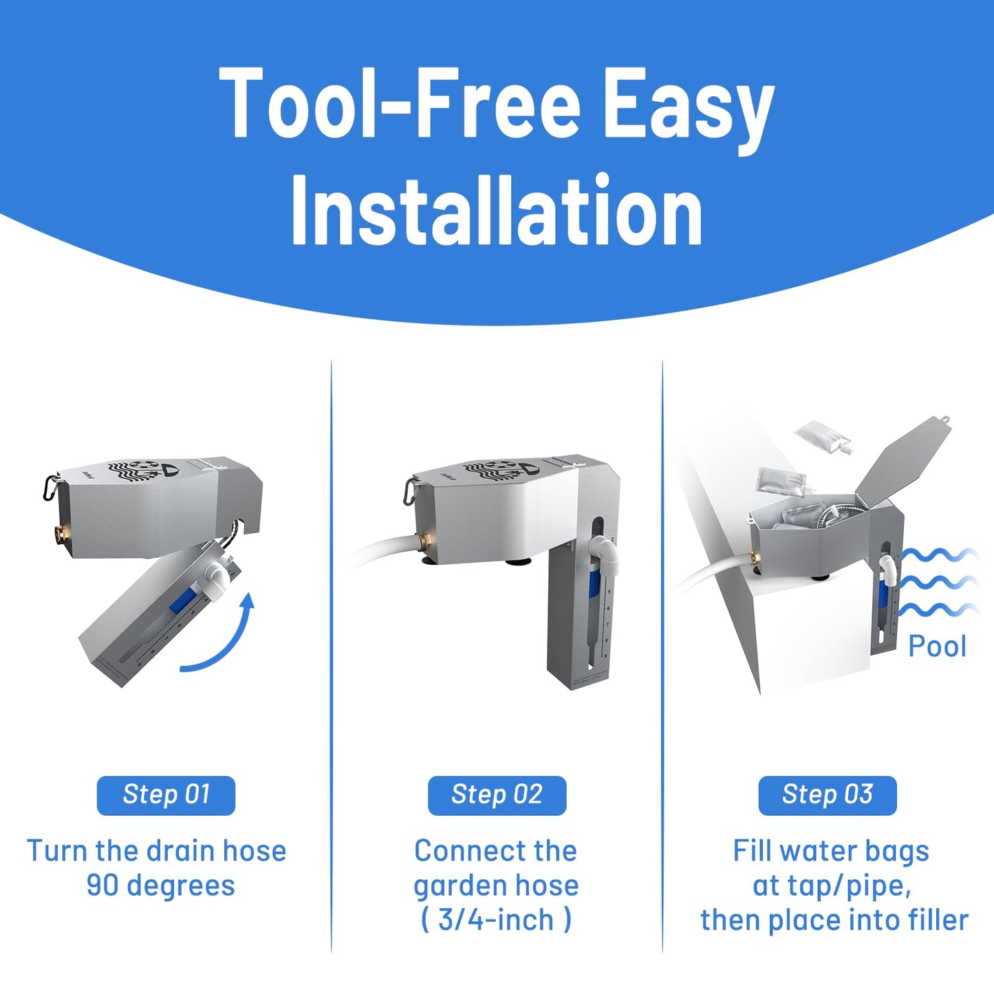 Judkoir Automatic Pool Filler, Metal Construction with Anti-Corrosion Coating, 2 to 9 Inch Visual Water Level Adjustment, Pool Water Leveler Auto Fill, Pool Stuff, Swimming Accessories