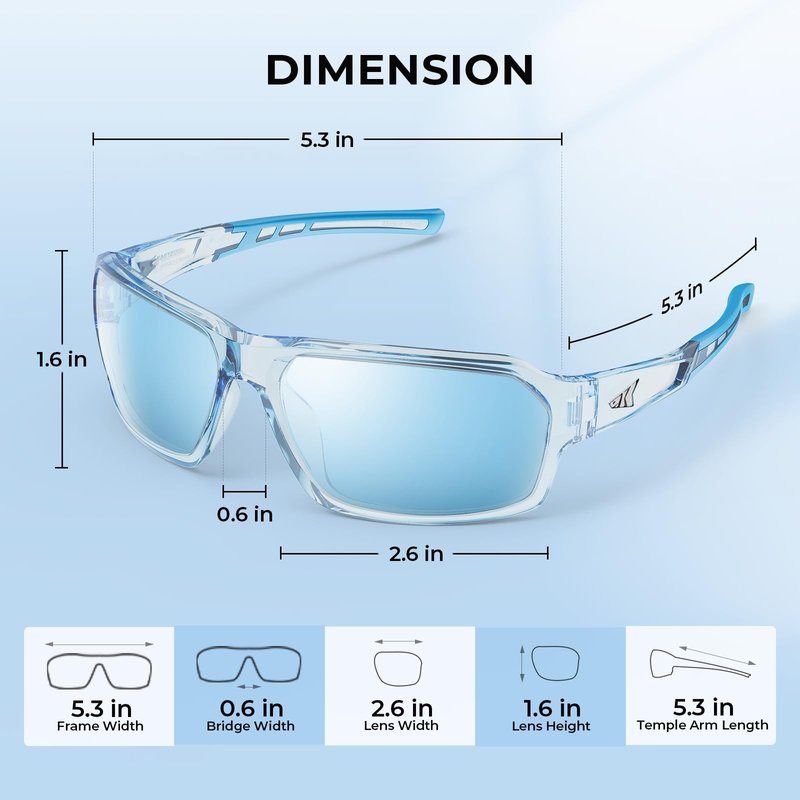 KastKing Chippewa Polarized Sunglasses – UV400 Protection, Full Wrap, 1.0mm TAC Lenses for Fishing, Cycling & Outdoor Sports