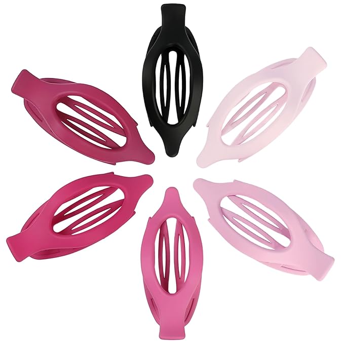 Flat Hair Clips for Women - 6 PCS French Flat Claw Clips Medium Hair Clips for Girls Large Hair Claw Clips for Thick or Thin Hair Strong Hold No Slip Hair Accessories for women (Pink Purple)