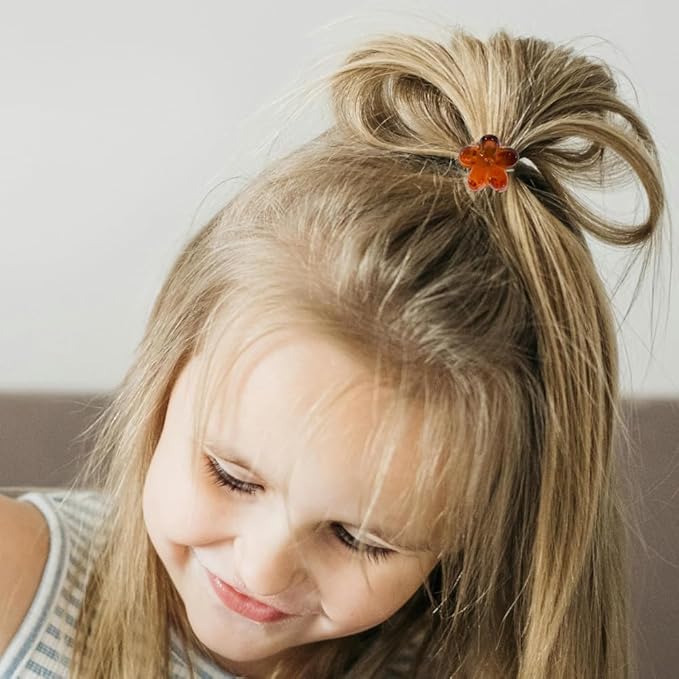 Mini Flower Hair Clip Flower Clips,Colorful Mini Hair Claw,for Women, Girls,Baby, Toddler Bangs Strong Grip Small Tiny Rainbow Hair Clips (100, brown)