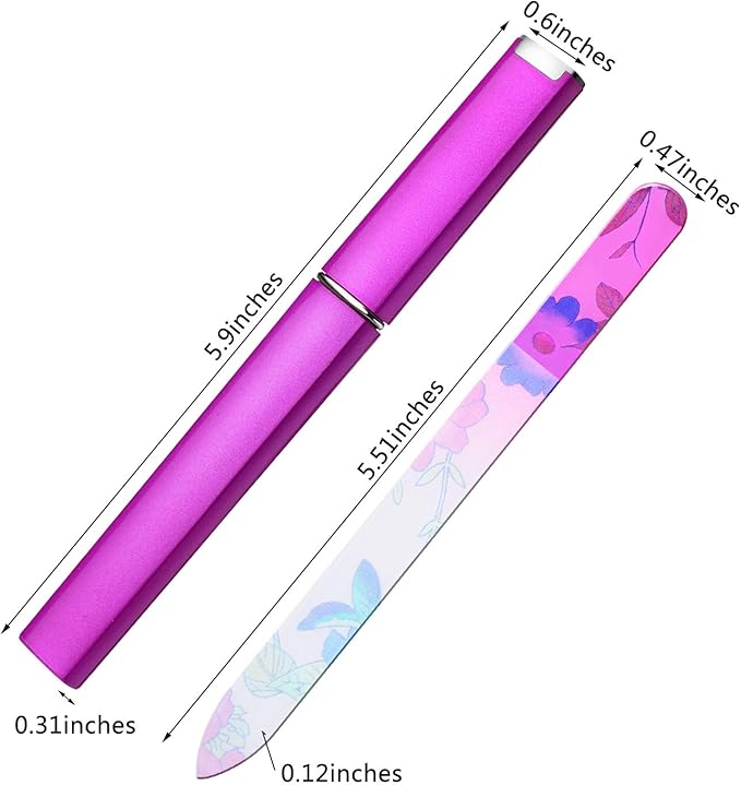 Mudder 5 Pack Glass Nail File with Case for Women Double Sided Crystal Fingernail File for Natural Nails Manicure Care Women Gift(Classic Pattern)