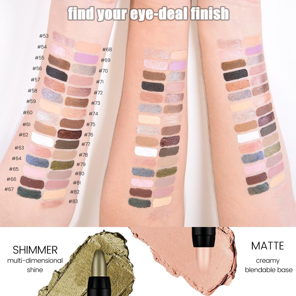Kaely 8Pcs Cream Eye Shadow Sticks Set, Matte Shimmer Eyeliner Pencil Eyeshadow Palette Makeup, Eye Highlighter Brightener Stick for Older Women Waterproof Pigmented, sombras para ojos, New-10