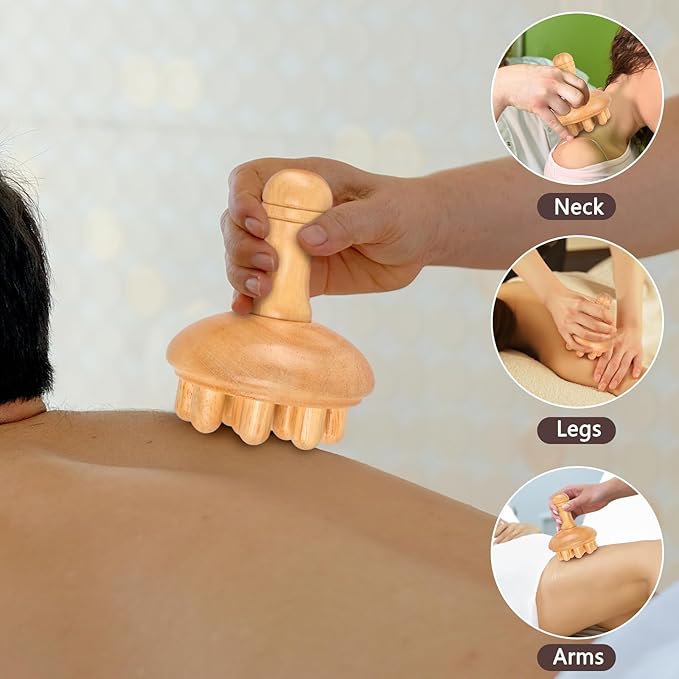 Wood Therapy Massage Tools, Anti Cellulite Massager Body Scraping Lymphatic Drainage Massager,Trigger Point Wood Therapy Gua Sha Tool for Body Sculpting,Back, Legs, Full Body Use