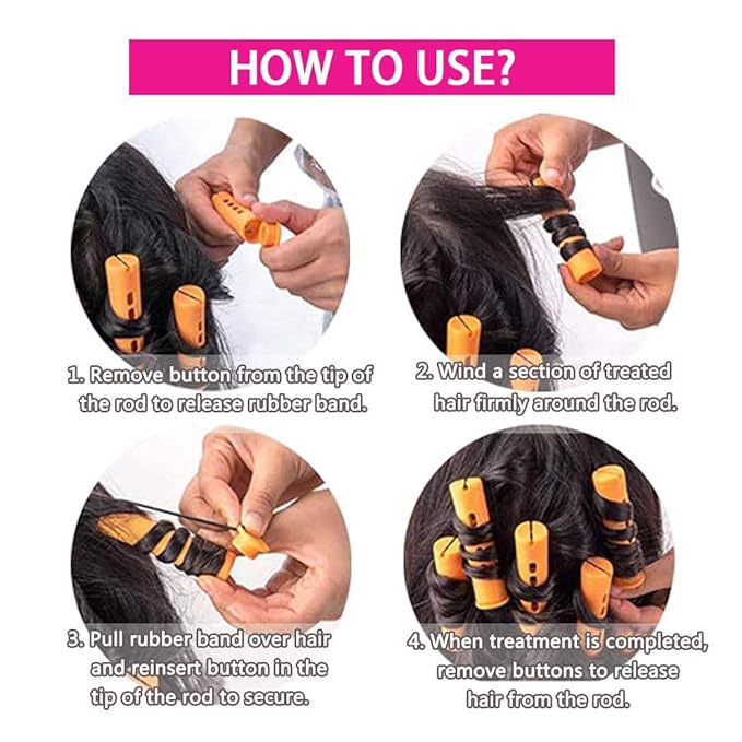 60pcs Perm Rods Set for Natural Hair Cold Wave Rods Hair Rollers for Women's Long Medium short Hair Curler Styling DIY Hairdressing ToolsÃ¯Â¼ÂOrangeÃ¯Â¼Â