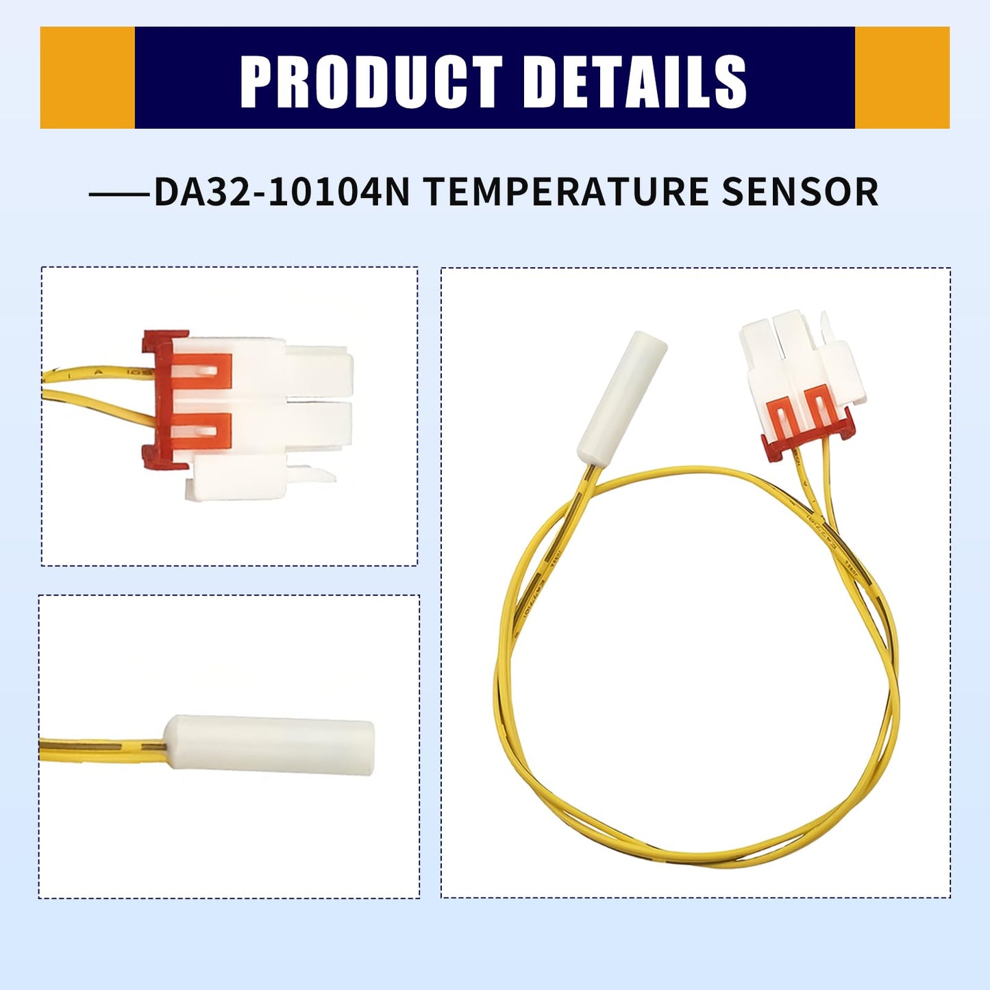 2-Pack DA32-10104N Temperature Sensor for Samsung Refrigerator, Compatible with DA32-10104V 2030330 AP4979323 PS4138666 114002,Refrigerator Temp Sensor