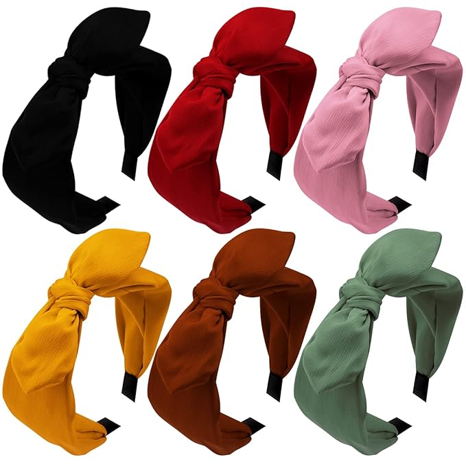 Jaciya Knotted Bow Headbands for Women Girls Turban Headbands Wide Knot Hairband