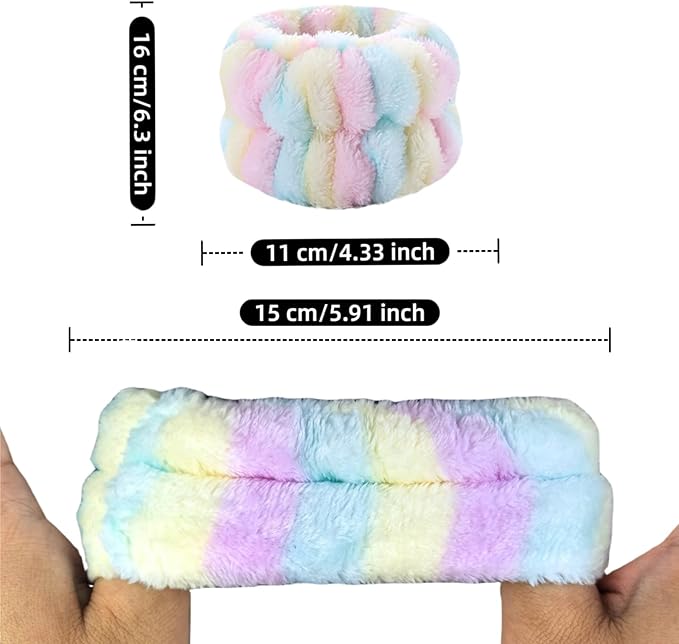 2 Pairs Wrist Washband for Women Washing Face, Wrist Spa Washband Absorbent Wristbands, Prevent Liquids from Spilling Down Your Arms