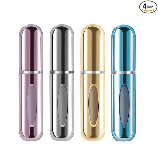 Yamadura Portable Mini Refillable Atomizer Perfume Bottle, 5ml Refillable Atomizer Perfume Spray, Scent Pump Case for Traveling and Outgoing (4 Pack)