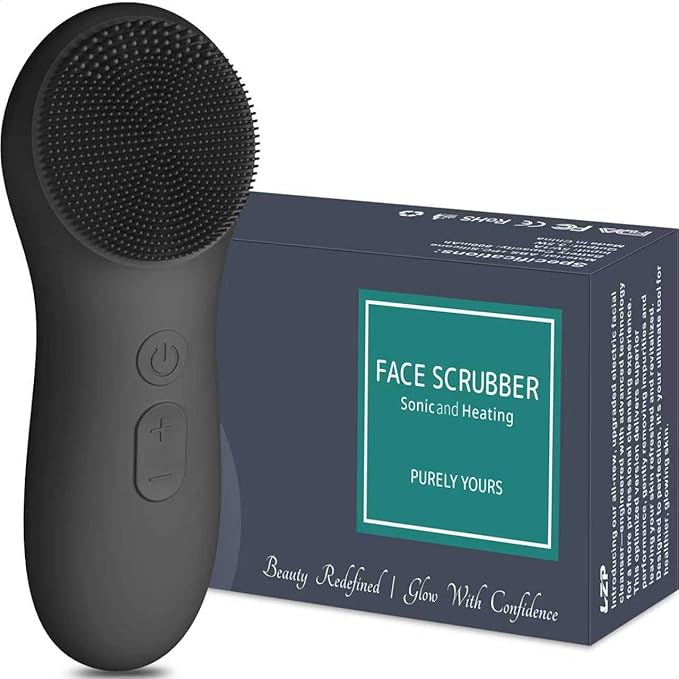LZP Silicone Face Scrubber, Electric Facial Cleansing Brush with 6 Speeds Vibration Technology, Rechargeable & Waterproof Exfoliating Scrub Brush for Cleansing and Massaging, Men Women