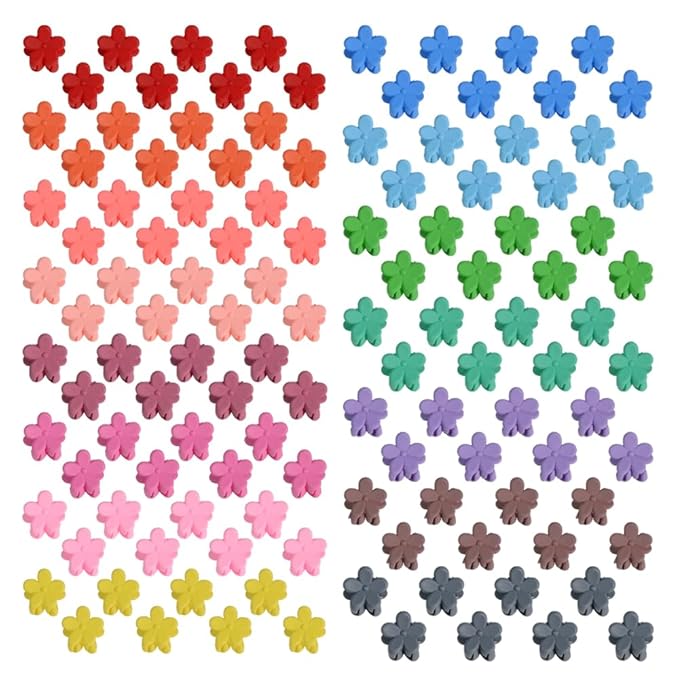 Mini Flower Hair Clip Flower Clips,Colorful Mini Hair Claw,for Women, Girls,Baby, Toddler Bangs Strong Grip Small Tiny Rainbow Hair Clips (100, Matte Colors)