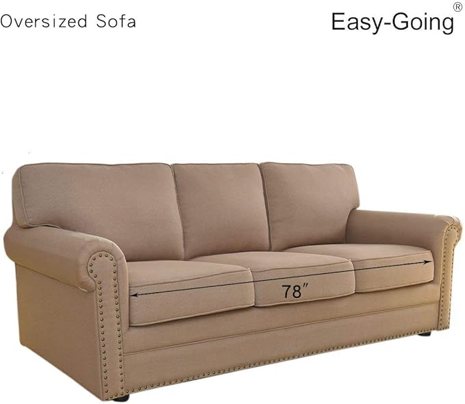 Easy-Going Reversible Oversized Couch Cover for 3 Cushion Couch Sofa Cover for Dogs Water Resistant Furniture Protector Cover with Foam Sticks for Pet (Oversized Sofa, Wine/Beige)