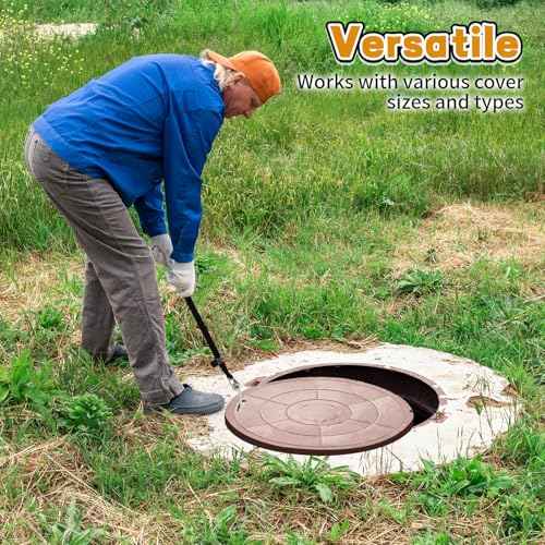 Manhole Hook Tool, Portable Versatile Hook for Lifting Manhole Covers, Storm Drains, Septic Tank Risers, Steel Tool for Lifting, Pulling, and Removing Covers, Easy to Store(Short & Long)