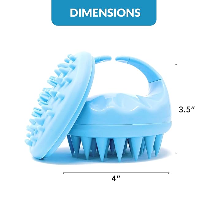 Hair Scalp Massager and Shampoo Brush for Shower Dandruff Removal - Wet and Dry - Encourages Growth - Includes 2 Massage Removal Heads