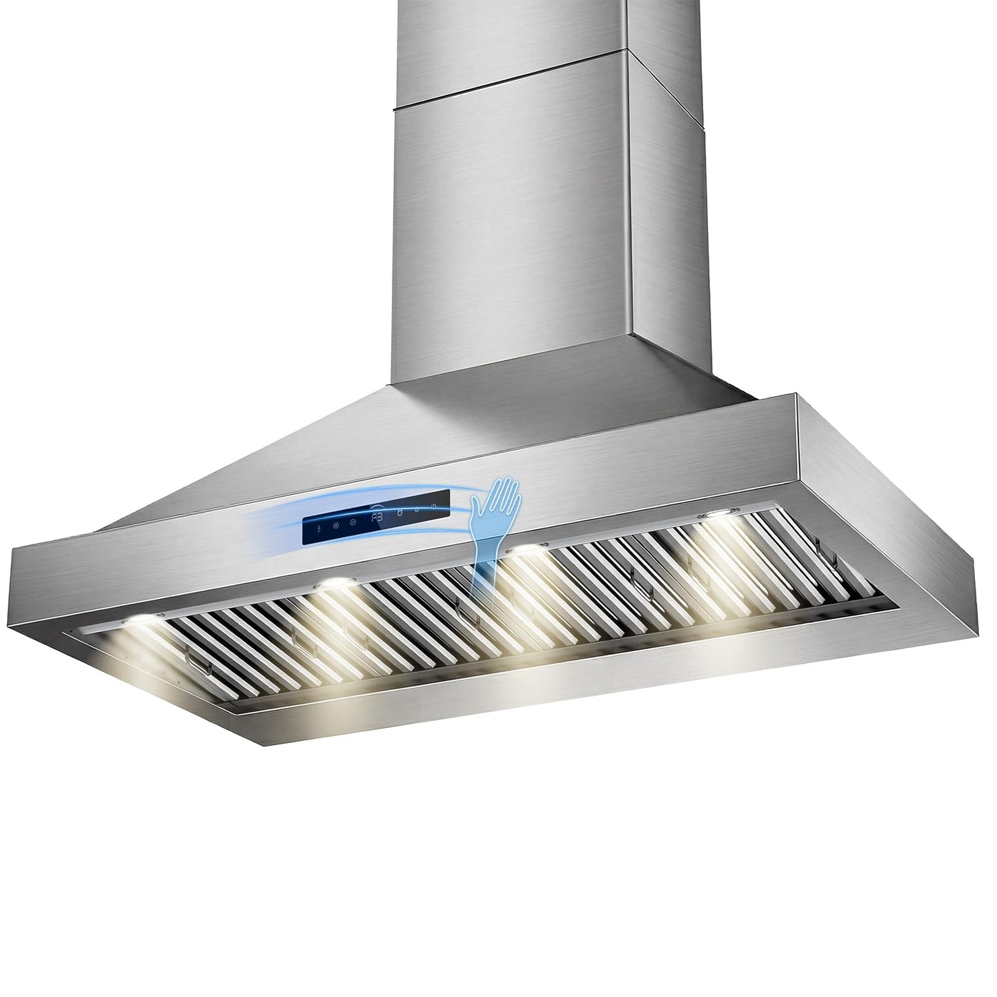 [Upgrade DC Motor] 48 Inch Range Hood Wall Mount, 1500 CFM with 6-Speed Gesture Sensing & Touch Control, Stainless Steel Ducted Kitchen Stove Vent Hoods with 4 Adjustable LED, Auto Delay Shut-Off