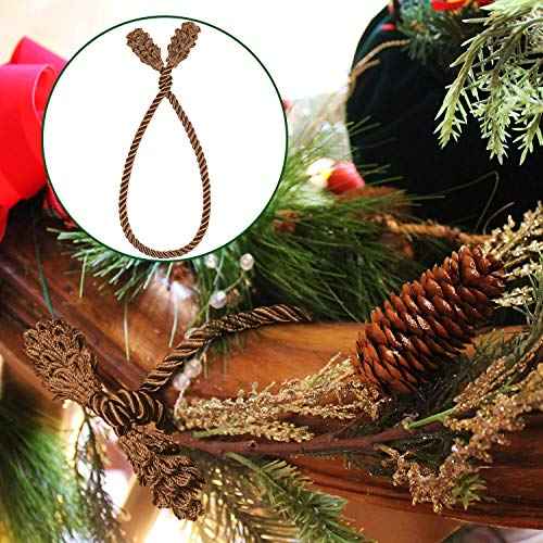 Shappy 6 Pieces Christmas Garland Banister Ties Christmas Decorative Reusable and Flexible Twist Ties for Garland, Banister Home Decoration (Brown)