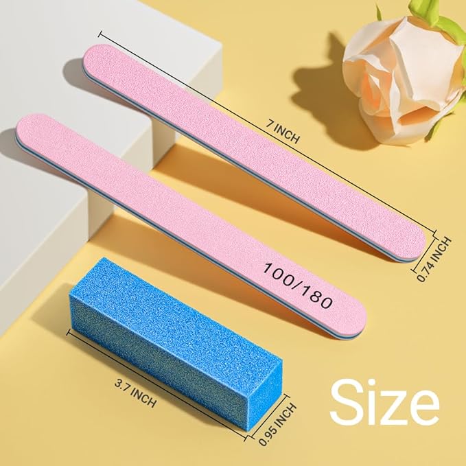TsMADDTs Nail Buffers and Files, 6 pcs Buffer Blocks, 6 pcs 100 180 Grit Files, Professional Manicure Tools Kit, Nail Care Tools Kit for Women