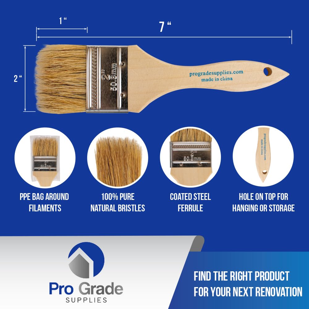 Pro Grade 2" Chip Brushes – Disposable Paint Brushes (36 Pack) Contractor Pack for Paint, Stain, Glue & Epoxy