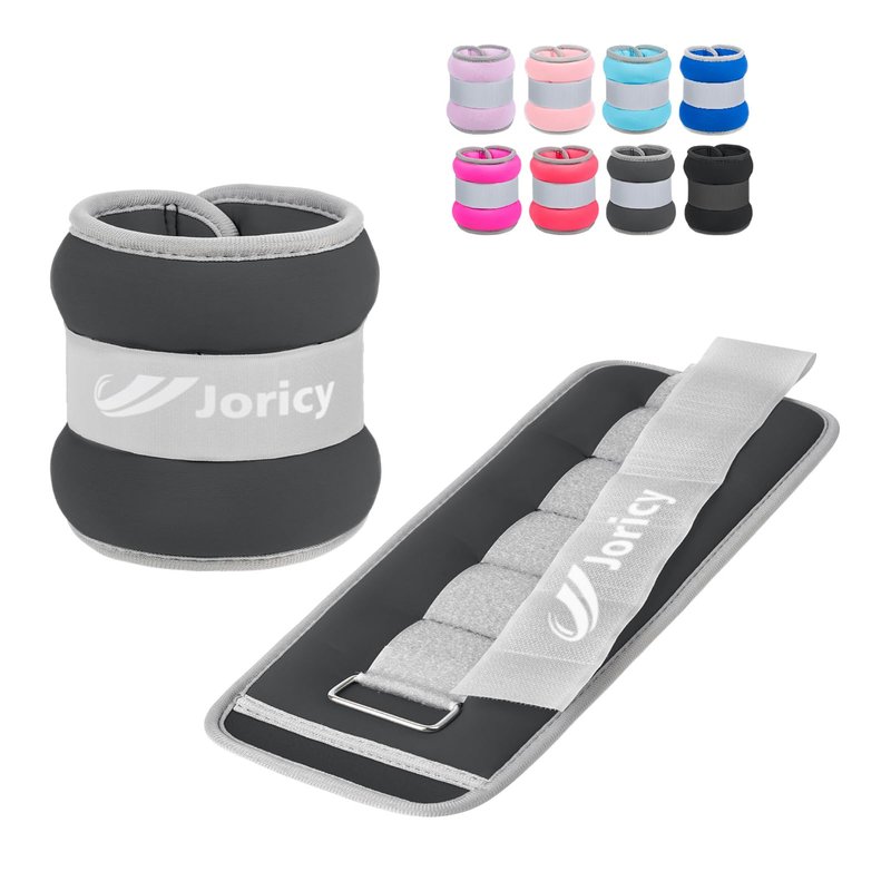 Ankle Weight, Wrist Leg Arm Weights for Women Men with Adjustable Straps, A Pair of 10LBS(5 LB Each Weight) Strength Training Weighted for Yoga Jogging Running Walking Dance, Grey