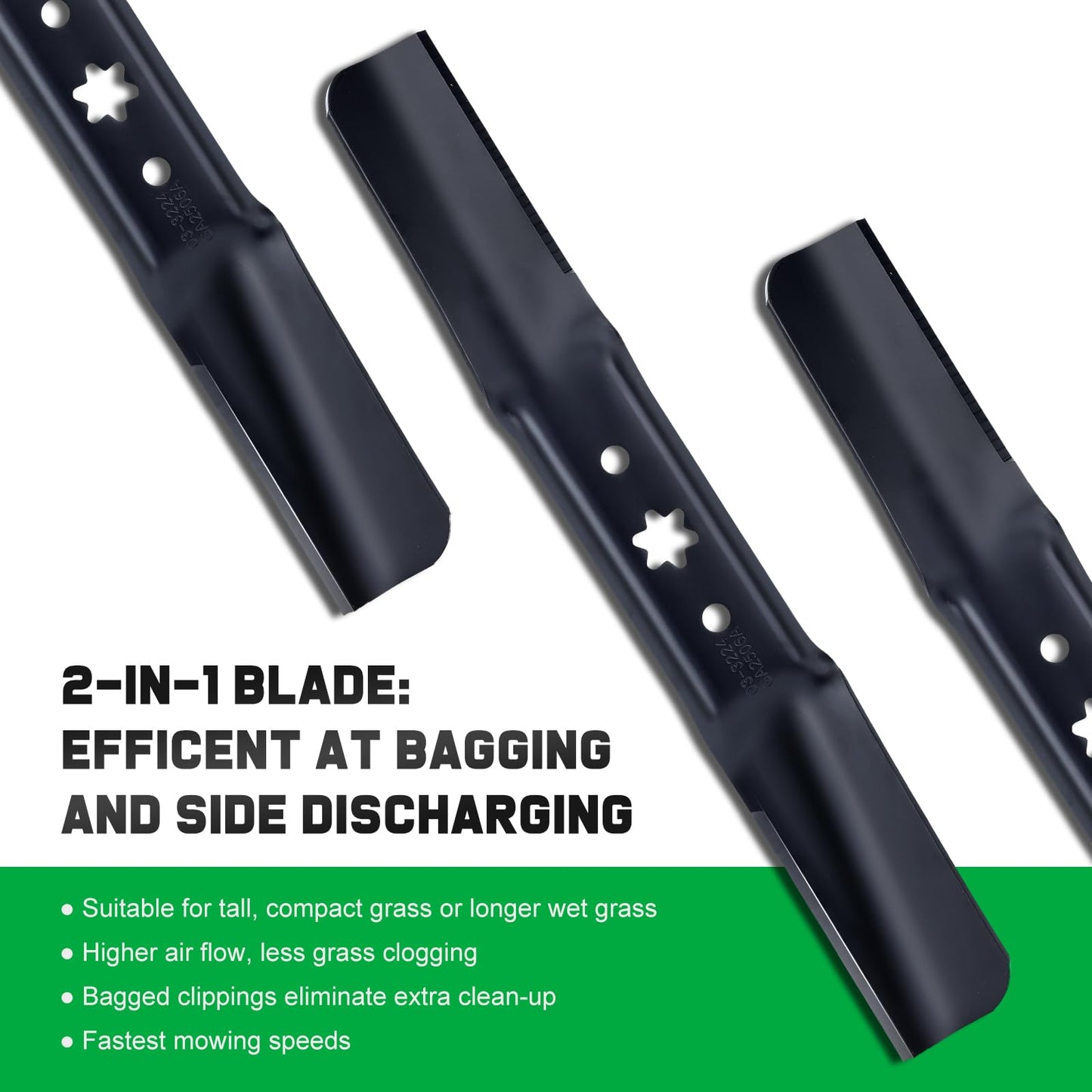 942-05056A ZT1-54 Mower Blades with 6 Star Hole for Cub Cadet Ultima ZT2-54 XT1-54 XT2-54 Zero Turn Troy Bilt Mustang 54 inch Cut Deck Lawn Tractor Repalce 942-05056-X (High Lift)
