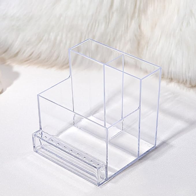 Noverlife 10 Holes Mini Nail Drill Machine & Bits Storage Box, Transparent Nail Drill Grinding Bit Organizer, Plastic Nail Drill Tool Displayer Holder Case (Not Included Nail Drill Machine & Bit)