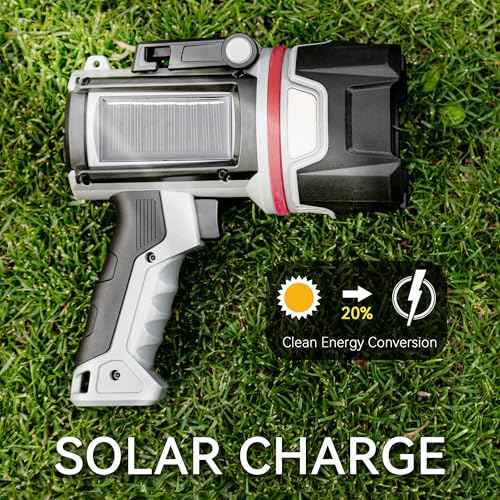 Rechargeable Spotlight Flashlight, Super Bright 200000 Lumen Long Lasting Handheld Spot Light LED Spotlight for Hunting Boating Camping