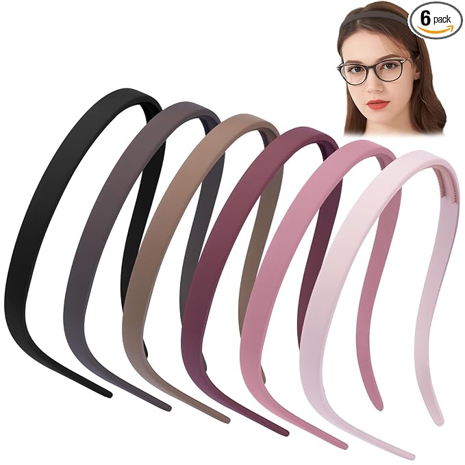 TOBATOBA Headbands for Glasses Wearers No Pressure No Headache Comfortable Hairbands Square Sunglasses Headband for Women Girls, Plastic Headbands with Teeth Non Slip 6Pcs