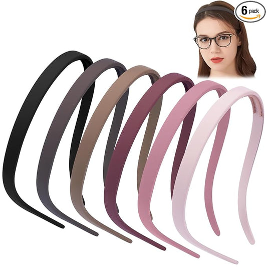 TOBATOBA Headbands for Glasses Wearers No Pressure No Headache Comfortable Hairbands Square Sunglasses Headband for Women Girls, Plastic Headbands with Teeth Non Slip 6Pcs