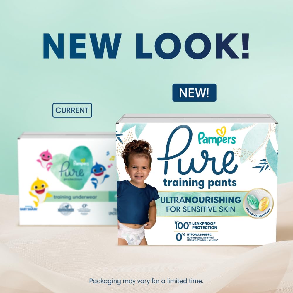 Pampers Pure Protection Training Underwear, Unisex, Size 2T3T, 100 Count, Premium, Hypoallergenic, Soft, Absorbent