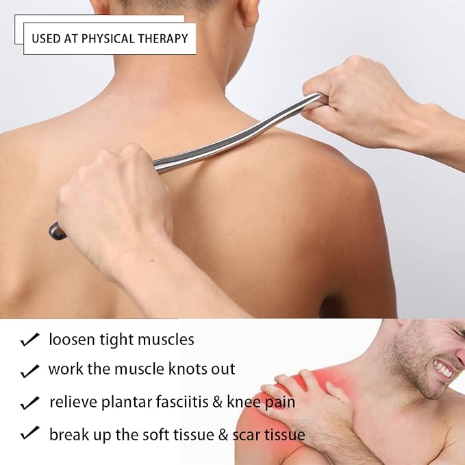 Gua Sha Scraping Massage Tool, Long Bar for Large Muscles, Great Soft Tissue Mobilization, 13.5 inch Long (C)