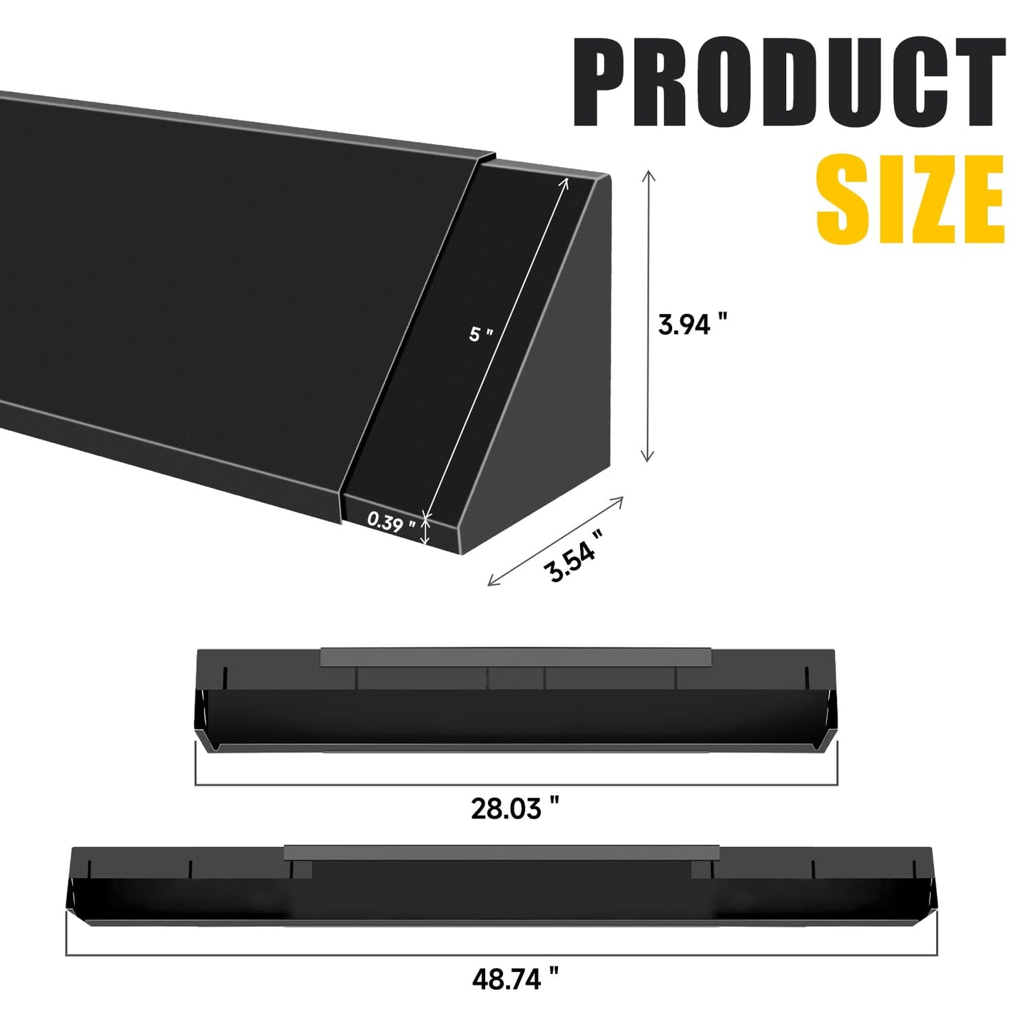LCGAOYA Black Adjustable Fireplace Hood for 28 to 48" Fireplace Hood Heat Shield Equipped with Insulation Cotto