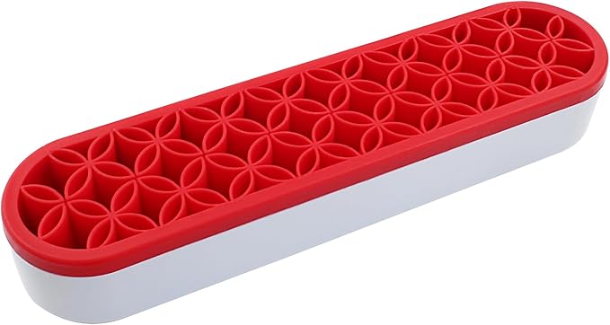 Red Silica gel Makeup Brush Holder Box Multi-Purpose Silica gel Make Up Brush Storage Stand Rectangle Multipurpose Painting Pen Holder for Brushes,Art Craft and Painting Brushes