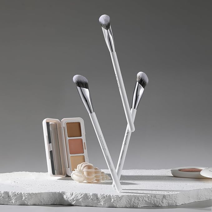 Concealer Makeup Brushes 2 PCS Angled Brushes for Liquid, Cream, Stick Concealer Foundation Nose Contour Eyeshadow Blending(193-2pcs)