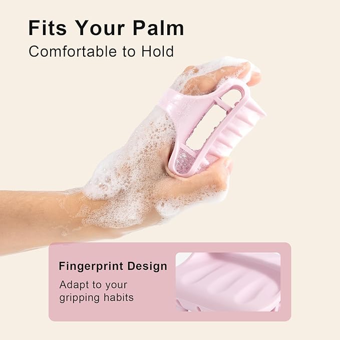 RHOS Scalp Massager Shampoo Brush, Curved Vented Scalp Scrubber, Soft Silicone Hair Scrubber for Dandruff Removal, Wet & Dry Hair (Pink)