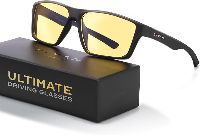 Titan Gaming Glasses, Blue Light Blocking, Night Driving Glasses for Men, Computer Protection, Gift for Gamers