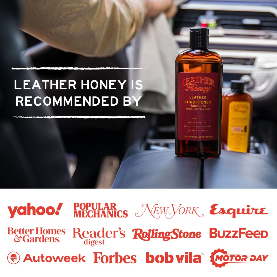 Leather Honey Complete Leather Care Kit: Cleaner, Conditioner, 2 Cloths. Non-Toxic Leather Care Made in the USA Since 1968. Restore Couches, Car Seats & Interior, Jackets, Shoes & Bags. for Any Color
