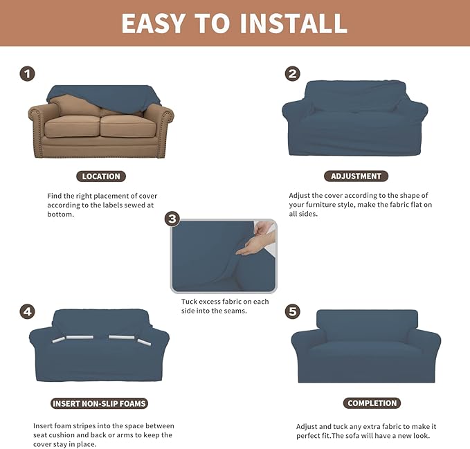Easy-Going 100% Waterproof Chair Couch Cover, Dual Waterproof Sofa Cover, Stretch Jacquard Sofa Slipcover, Leakproof Furniture Protector for Kids, Pets, Dog and Cat (Chair, Bluestone)