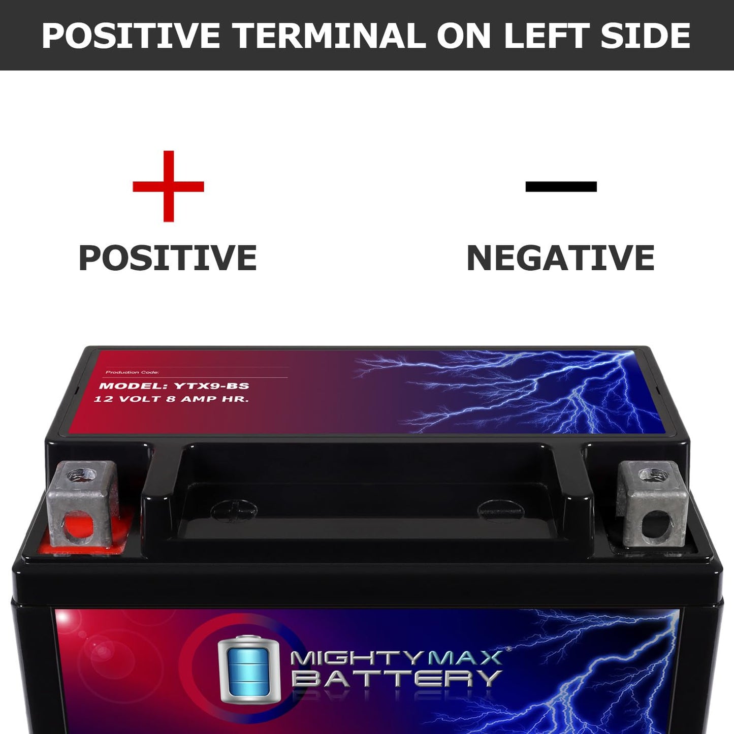 Mighty Max Battery YTX9-BS -12 Volt 8 AH, 135 CCA, Rechargeable Maintenance Free SLA AGM Motorcycle Battery