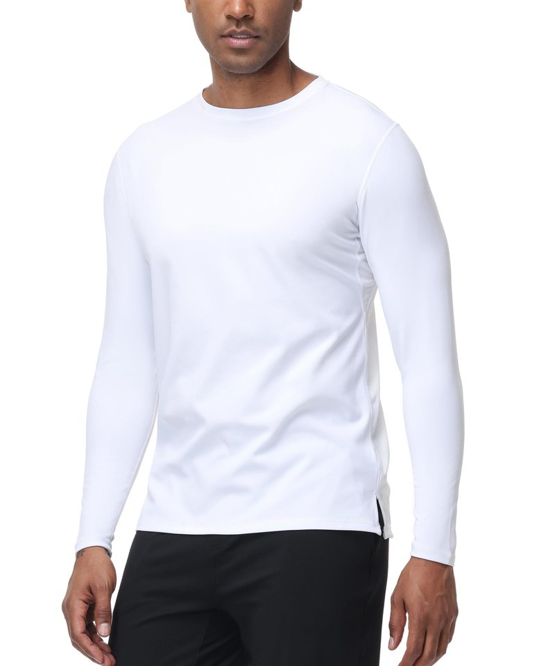 HUGE SPORTS Mens UPF 50+ Rash Guard Long Sleeve for Fishing Surfing Swimming Water Sports - Quick Dry UV Protection Sun Shirt White