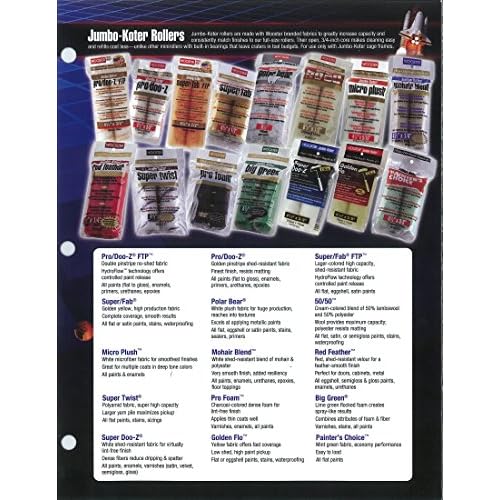 WOOSTER Brush RR301-4 Super/Fab Jumbo-Koter Paint Roller, 1/2 in Nap, 4-1/2 in L, Knit Fabric Cover, 4.5 Inch, No Color