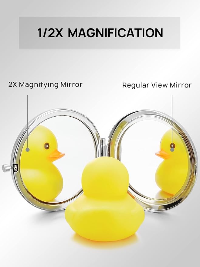 Compact Mirror Bulk, Pack of 6 Double-Sided 1X/2X Magnifying Metal Makeup Mirrors(Round, Silver)