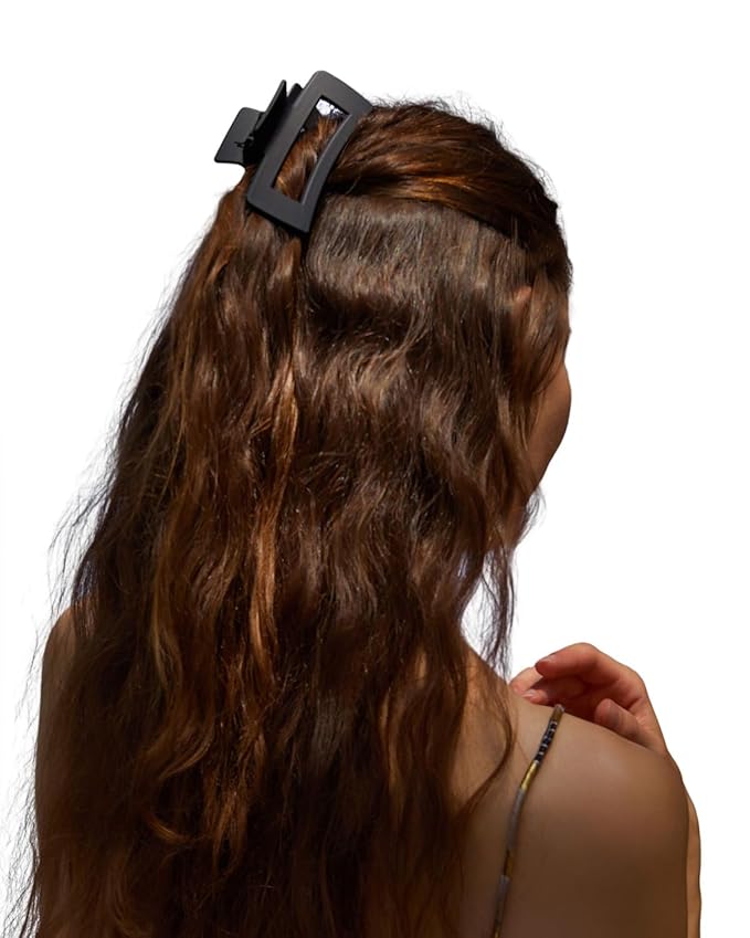 Hair Claw Clips Large Square 4 Inch Matte No Slip Big Rectangle Jaw Clip Clamp for Thick Hair Women, 3 Pack Black