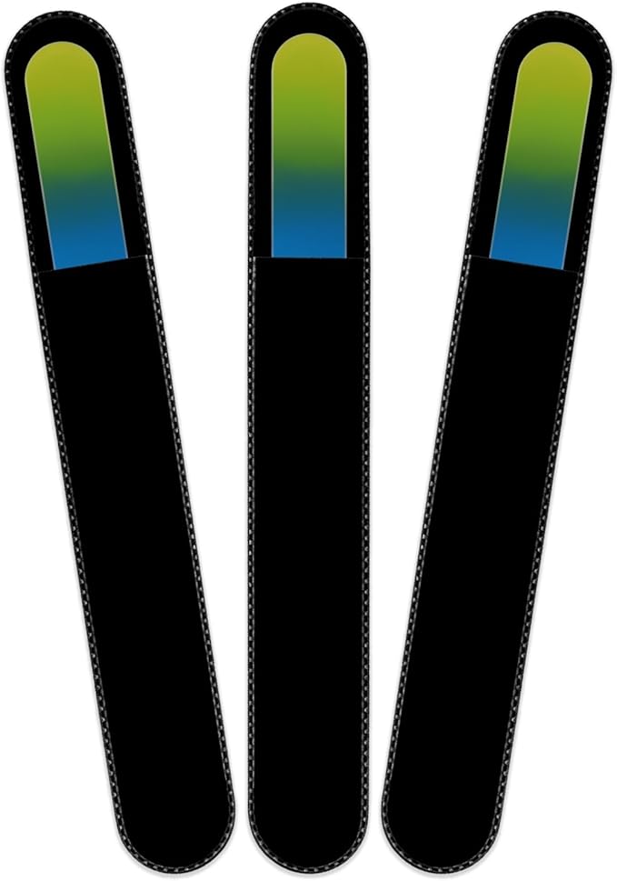 Mont Bleu Rainbow Crystal Nail File in Black Pouch - Large/Professional Size - Czech Tempered Glass - Handmade in Bohemia (Czech Republic)