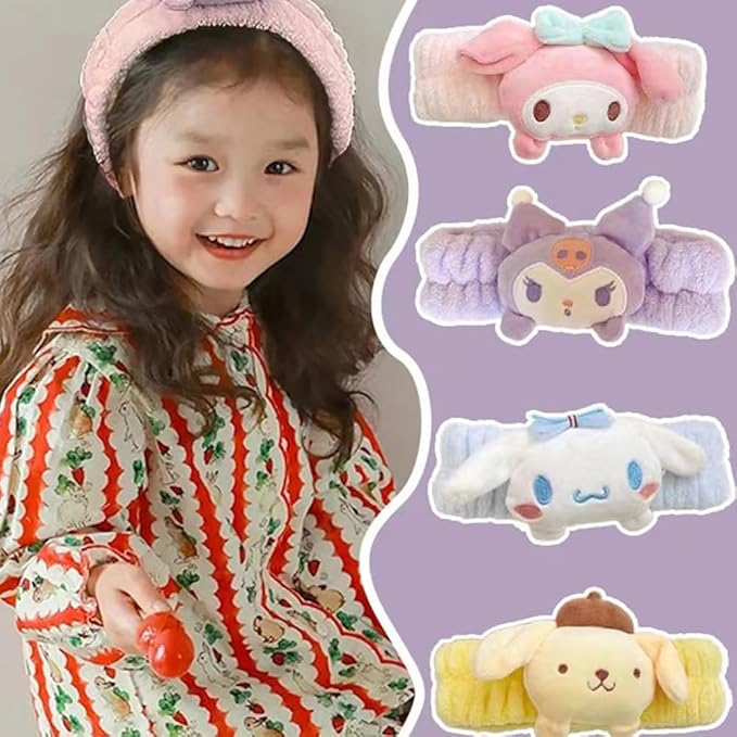 Kawaii Cartoon Headband, Cute Anime Spa Band for Women face Washing Makeup Skincare, Soft Microfiber Coral Shower Fluffy Towel Hairband for Girls (DOG)