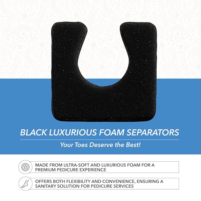 ForPro Sole Toe Separators - Black Luxurious Foam Separators - Individual Toe Separators for Pedicures â€“ 144-Count